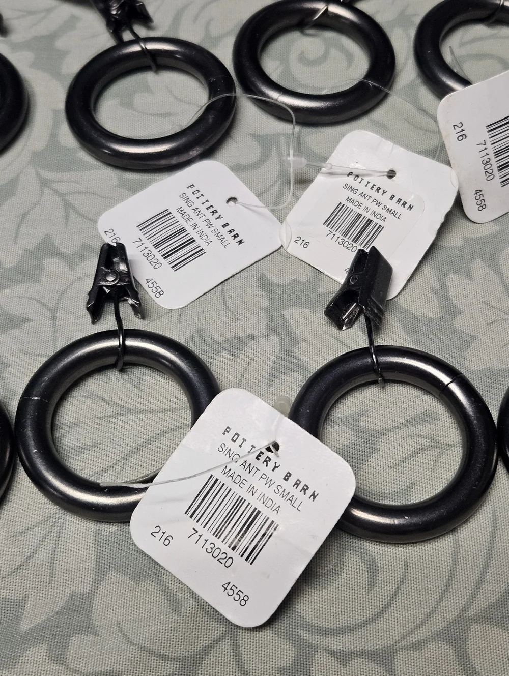 26 Pottery Barn Pewter Curtain Rings with Clips